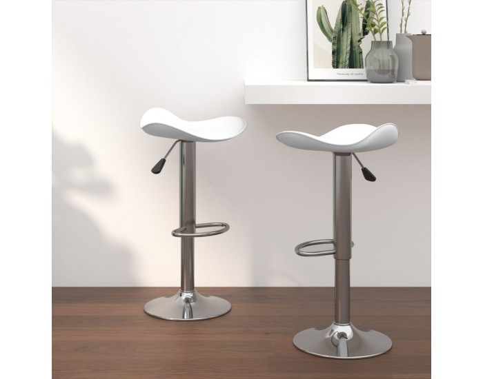 Sonata H Бар табуретки, 2 бр, бели, хромирана стомана и изкуствена кожа Sonata H Бар табуретки, 2 бр, бели, хромирана стомана и изкуствена кожа