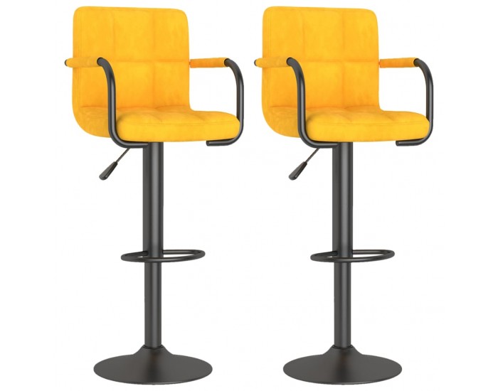Sonata H Бар табуретки, 2 бр, горчица, кадифе