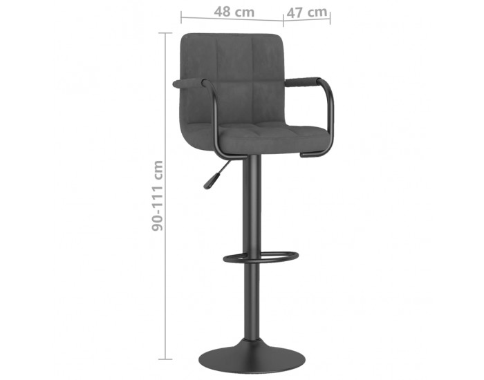 Sonata H Бар табуретка, тъмносива, кадифе