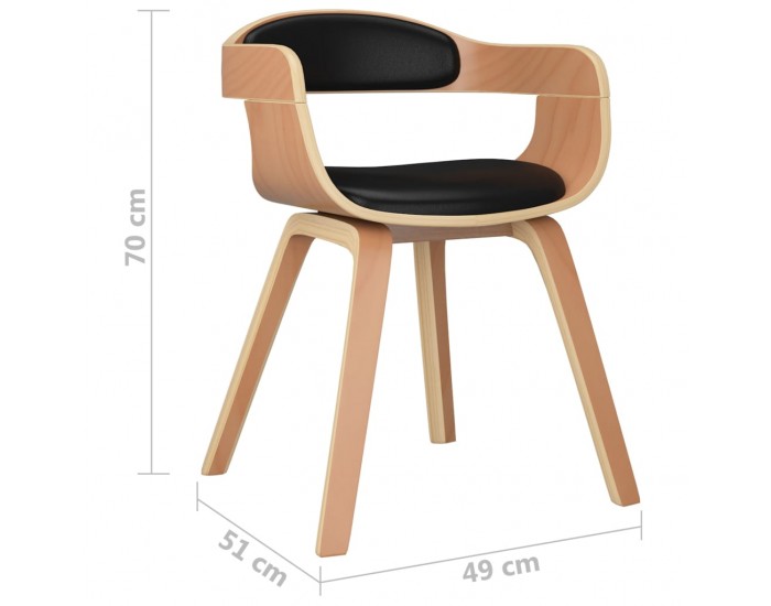 Sonata H Трапезни столове, 6 бр, черно, извито дърво и изкуствена кожа