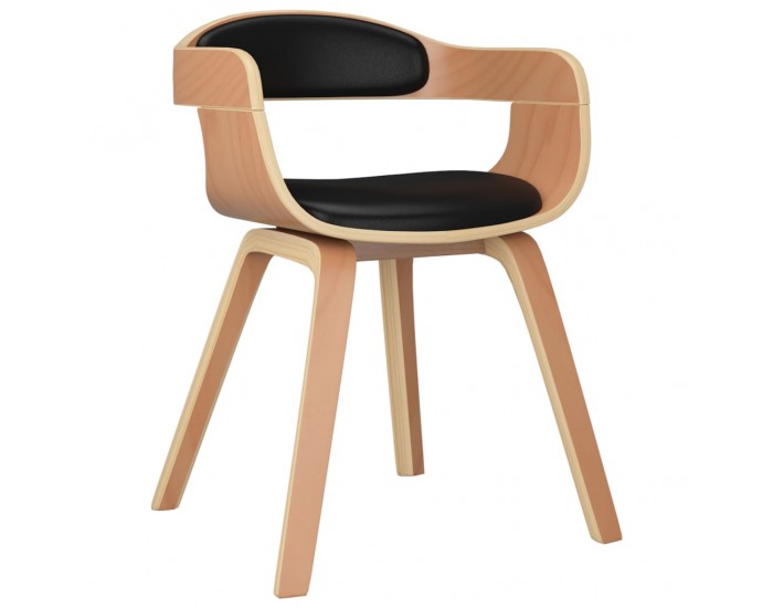 Sonata H Трапезни столове, 4 бр, черни, извито дърво и изкуствена кожа