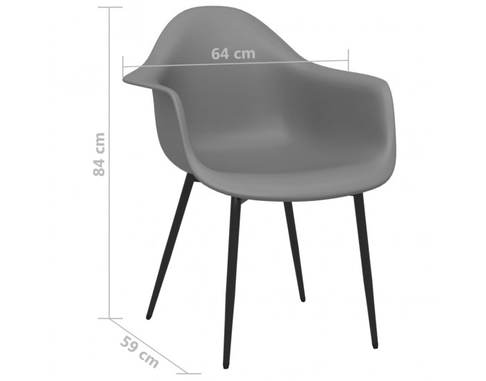 Sonata H Трапезни столове, 6 бр, сиви, PP