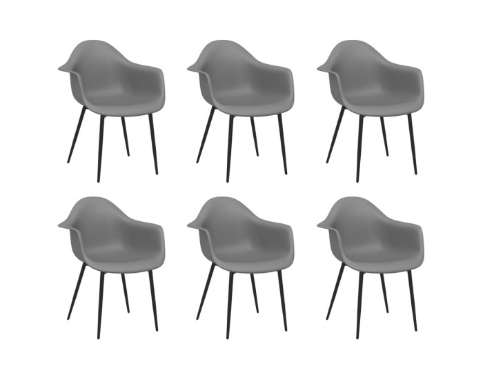 Sonata H Трапезни столове, 6 бр, сиви, PP