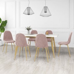 Sonata H Трапезни столове, 6 бр, розови, кадифе - Трапезни столове