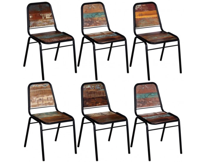 Sonata H Трапезни столове, 6 бр, регенерирано дърво масив