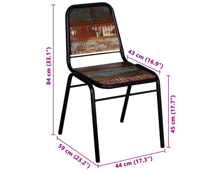 Sonata H Трапезни столове, 6 бр, регенерирано дърво масив