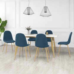 Sonata H Трапезни столове, 6 бр, сини, кадифе - Трапезни столове