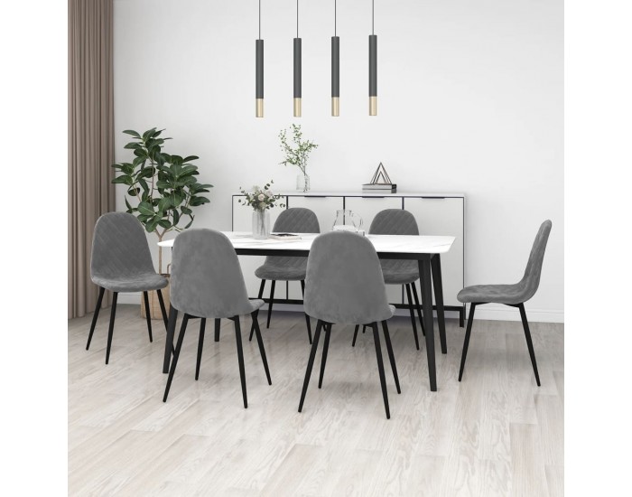 Sonata H Трапезни столове, 6 бр, светлосиви, кадифе Sonata H Трапезни столове, 6 бр, светлосиви, кадифе