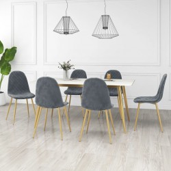 Sonata H Трапезни столове, 6 бр, тъмносиви, кадифе - Трапезни столове