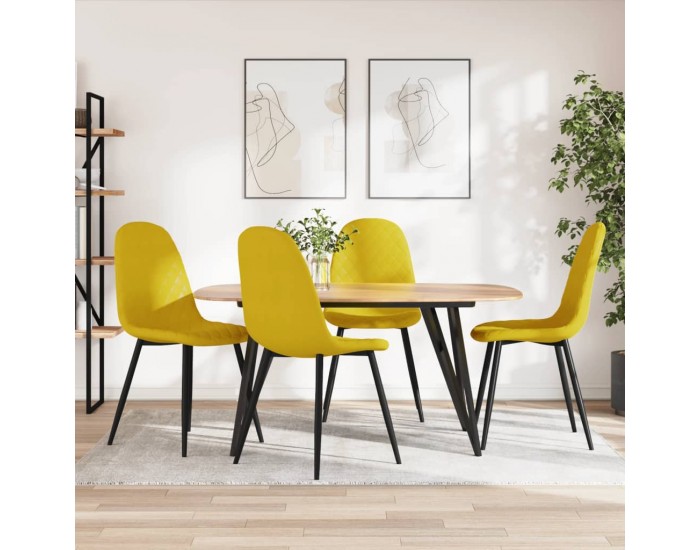 Sonata H Трапезни столове, 4 бр, горчица, кадифе Sonata H Трапезни столове, 4 бр, горчица, кадифе