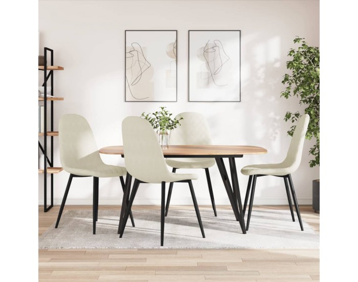 Sonata H Трапезни столове, 4 бр, кремавобели, кадифе