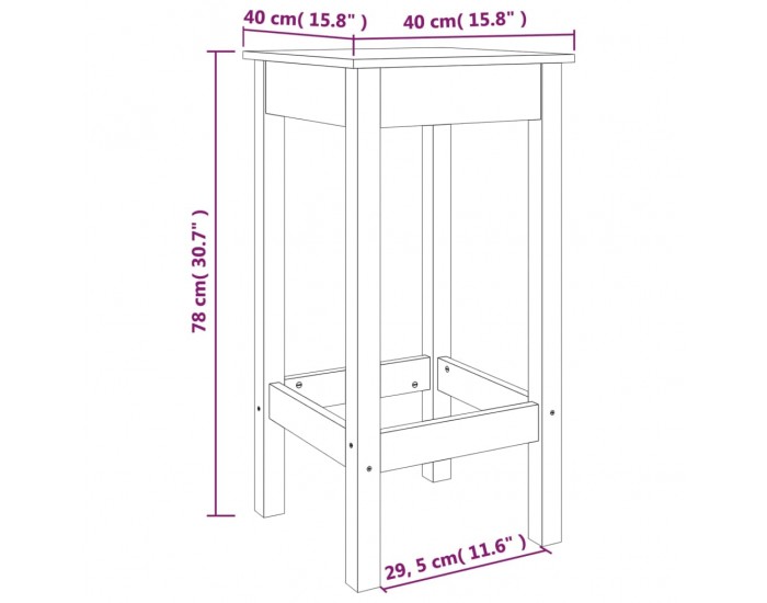 Sonata H Бар столове 2 бр 40x40x78 см борово дърво масив Sonata H Бар столове 2 бр 40x40x78 см борово дърво масив
