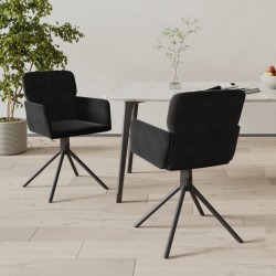 Sonata H Въртящи трапезни столове, 2 бр, черни, кадифе - Трапезни столове