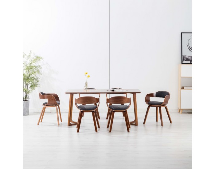 Sonata H Трапезни столове, 6 бр, тъмносиви, текстил и извито дърво