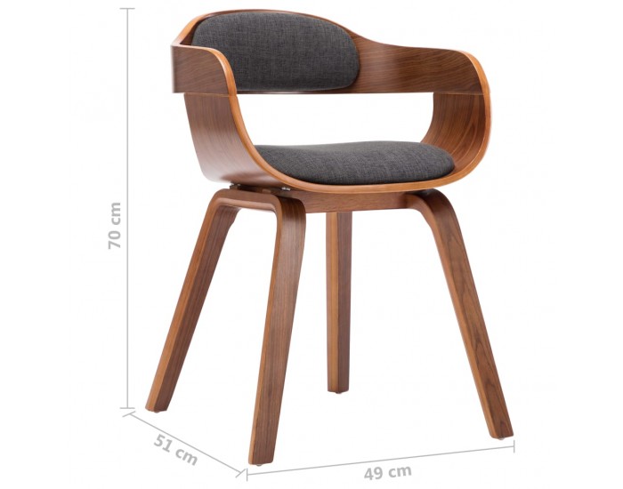 Sonata H Трапезни столове, 6 бр, тъмносиви, текстил и извито дърво