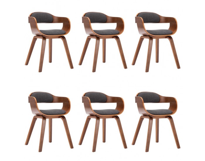 Sonata H Трапезни столове, 6 бр, тъмносиви, текстил и извито дърво