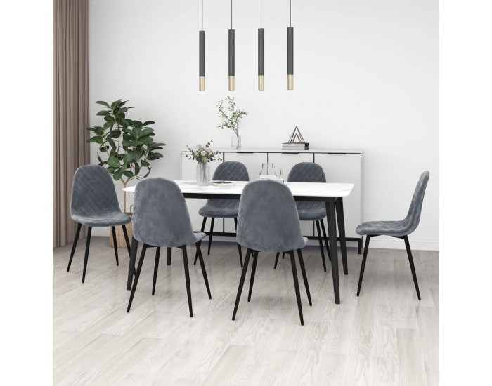 Sonata H Трапезни столове, 6 бр, тъмносиви, кадифе