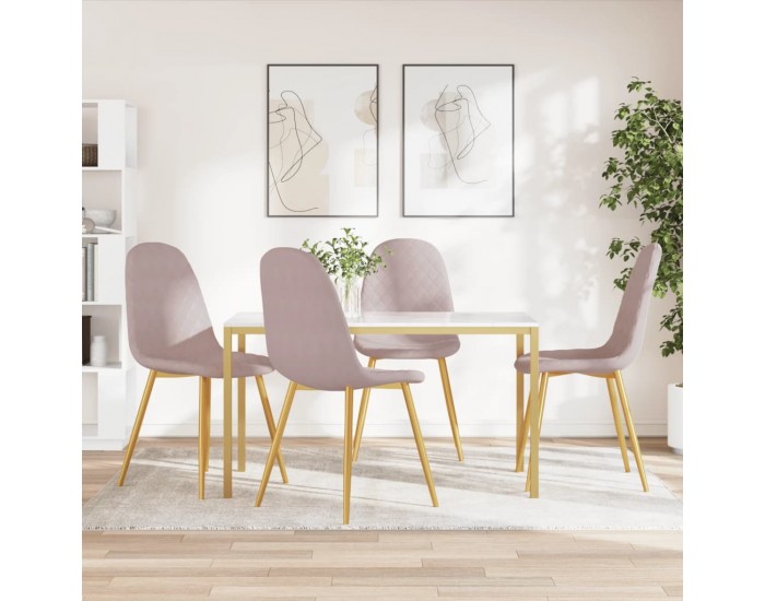 Sonata H Трапезни столове, 4 бр, розови, кадифе Sonata H Трапезни столове, 4 бр, розови, кадифе