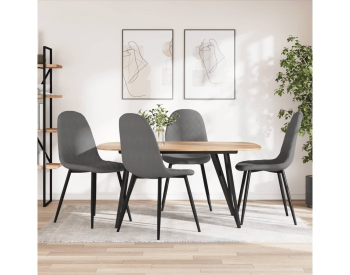 Sonata H Трапезни столове, 4 бр, светлосиви, кадифе