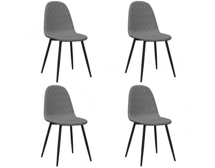 Sonata H Трапезни столове, 4 бр, светлосиви, кадифе