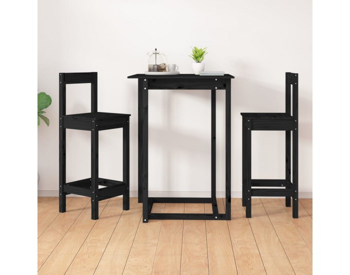 Sonata H Бар столове 2 бр черни 40x41,5x112 см борово дърво масив Sonata H Бар столове 2 бр черни 40x41,5x112 см борово дърво масив