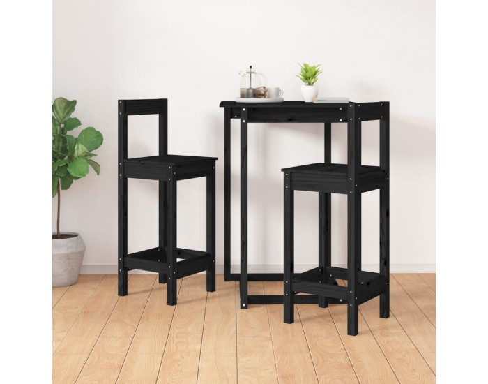 Sonata H Бар столове 2 бр черни 40x41,5x112 см борово дърво масив Sonata H Бар столове 2 бр черни 40x41,5x112 см борово дърво масив