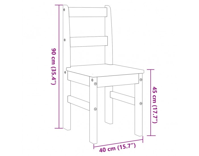 Sonata H Трапезни столове 2 бр Panama сиви 40x46x90 см бор масив