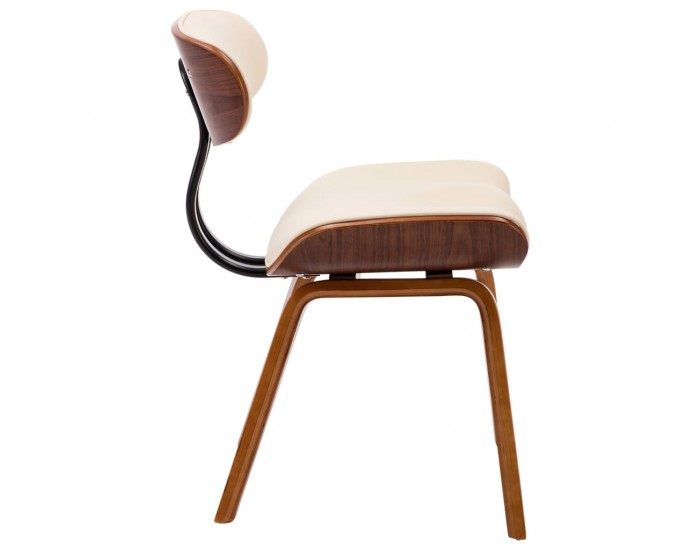 Sonata H Трапезни столове, 6 бр, кремави, извито дърво и изкуствена кожа