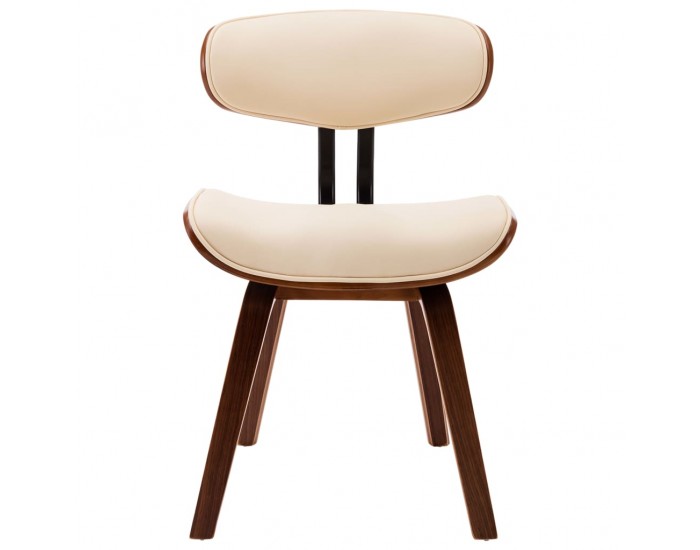 Sonata H Трапезни столове, 6 бр, кремави, извито дърво и изкуствена кожа