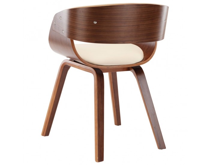 Sonata H Трапезни столове, 6 бр, кремави, извито дърво и изкуствена кожа