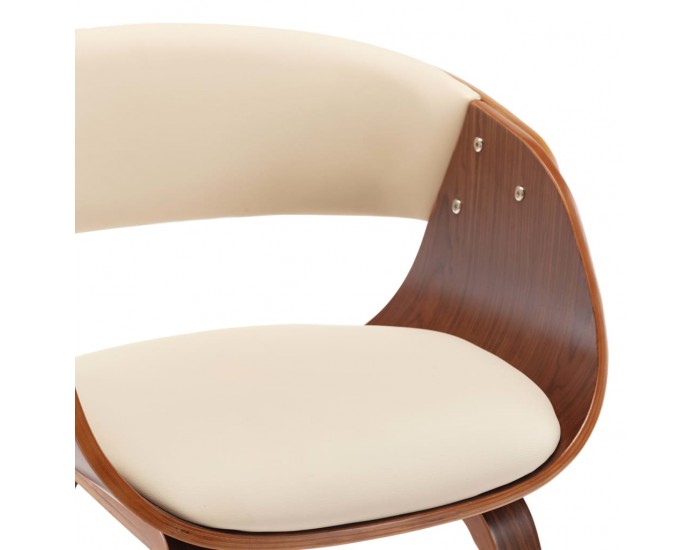 Sonata H Трапезни столове, 6 бр, кремави, извито дърво и изкуствена кожа