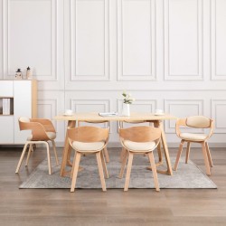 Sonata H Трапезни столове, 6 бр, извито дърво и изкуствена кожа - Трапезни столове