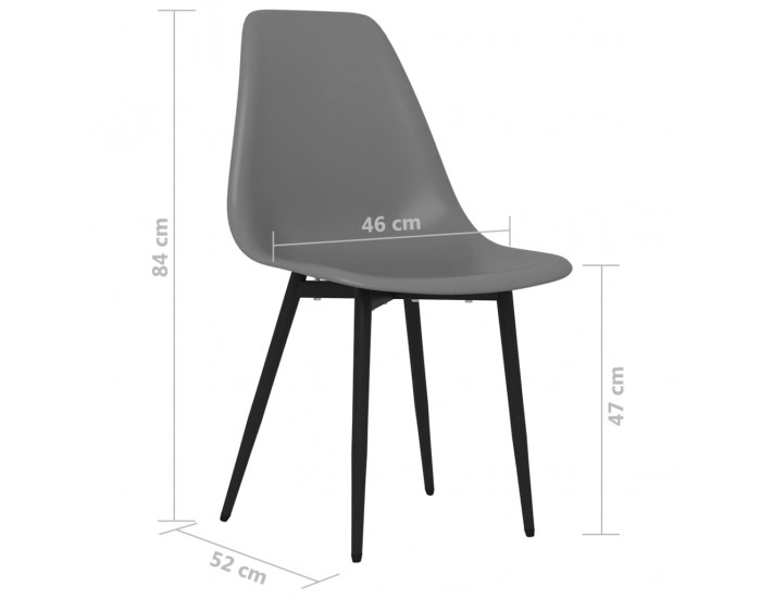 Sonata H Трапезни столове, 6 бр, сиви, PP