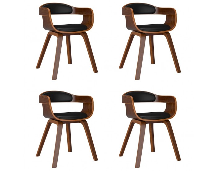 Sonata H Трапезни столове, 4 бр, черни, извито дърво и изкуствена кожа