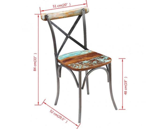 Sonata H Трапезни столове, 4 бр, регенерирано дърво масив
