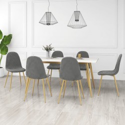 Sonata H Трапезни столове, 6 бр, светлосиви, кадифе - Трапезни столове