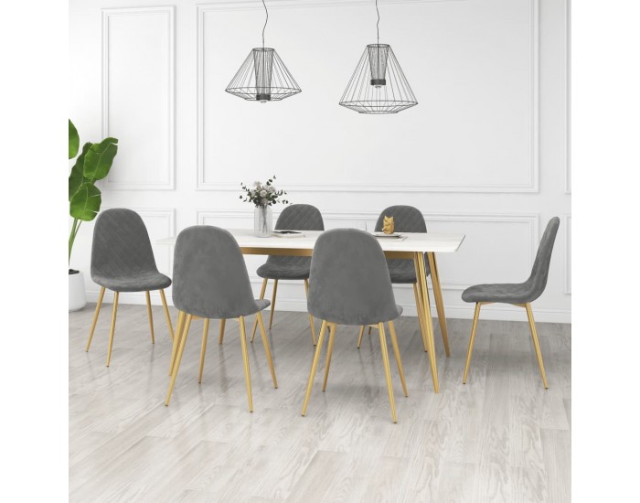 Sonata H Трапезни столове, 6 бр, светлосиви, кадифе