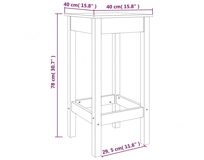 Sonata H Бар столове 2 бр черни 40x40x78 см борово дърво масив Sonata H Бар столове 2 бр черни 40x40x78 см борово дърво масив