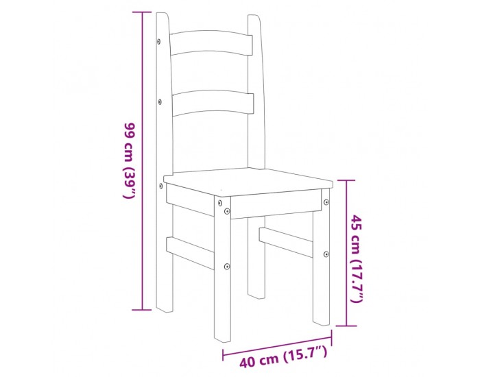 Sonata H Трапезни столове 2 бр бели 40x46x99 см бор масив