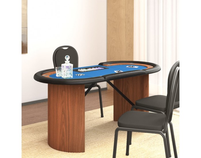 Sonata H Покер маса за 10 играча с поставка за чипове синя 160x80x75 см