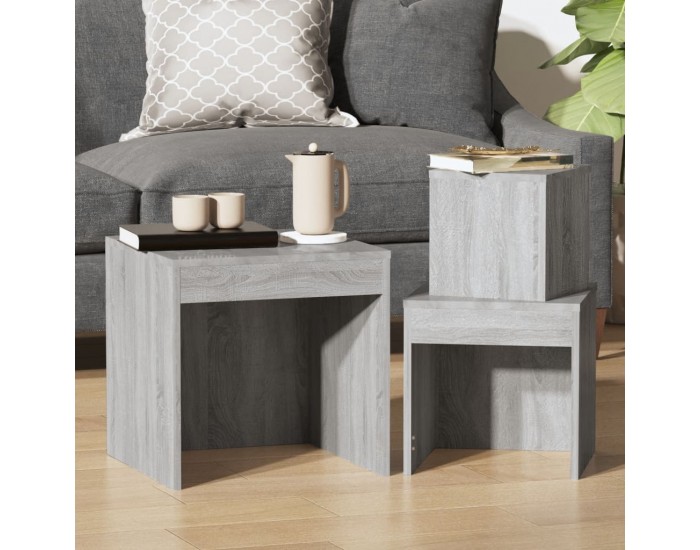 Sonata H Стифиращи маси, 3 бр, сив сонома, инженерно дърво