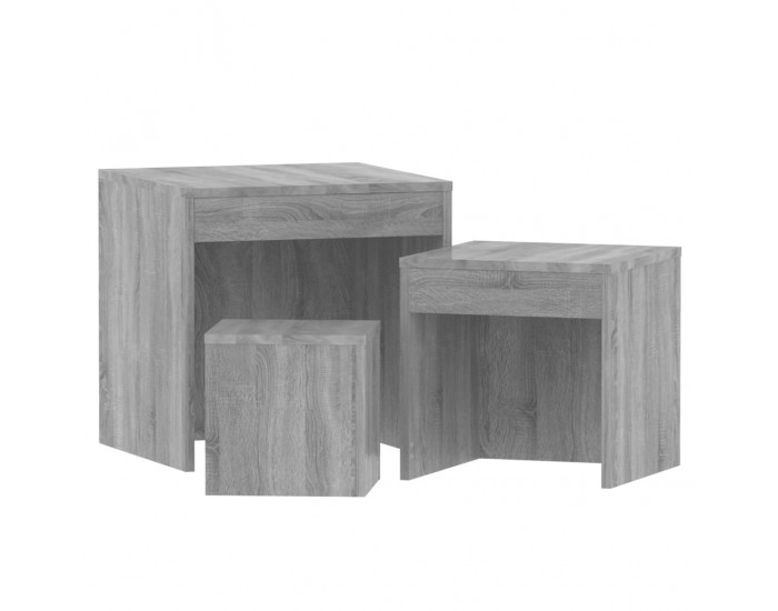 Sonata H Стифиращи маси, 3 бр, сив сонома, инженерно дърво