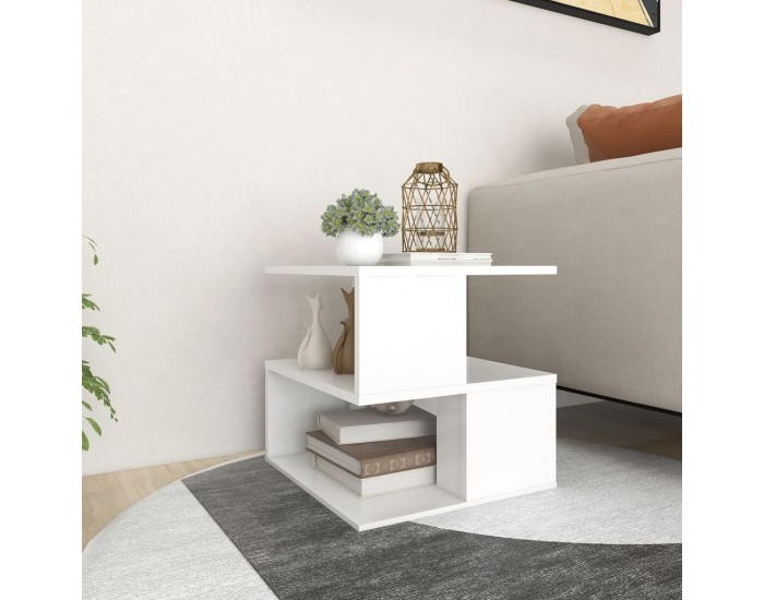 Sonata H Странична маса, бяла, 40x40x40 см, инженерно дърво