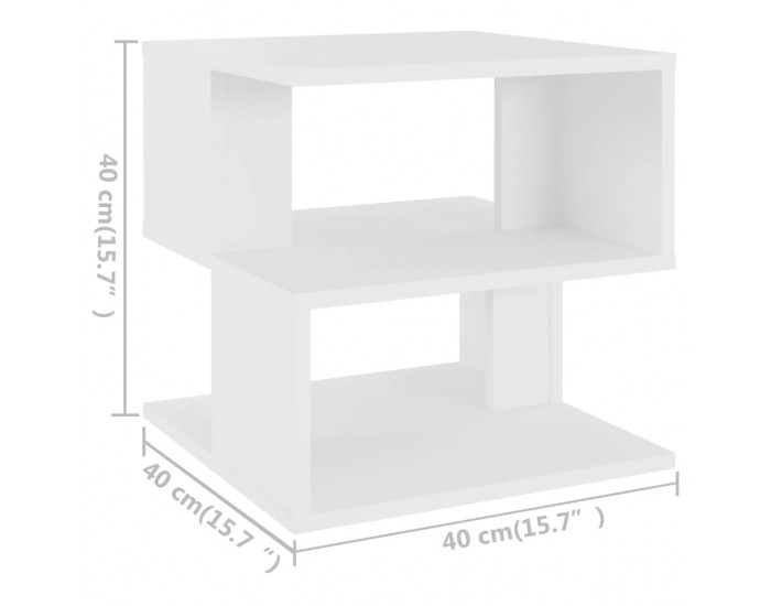 Sonata H Странична маса, бяла, 40x40x40 см, инженерно дърво