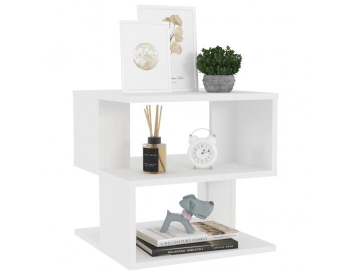 Sonata H Странична маса, бяла, 40x40x40 см, инженерно дърво