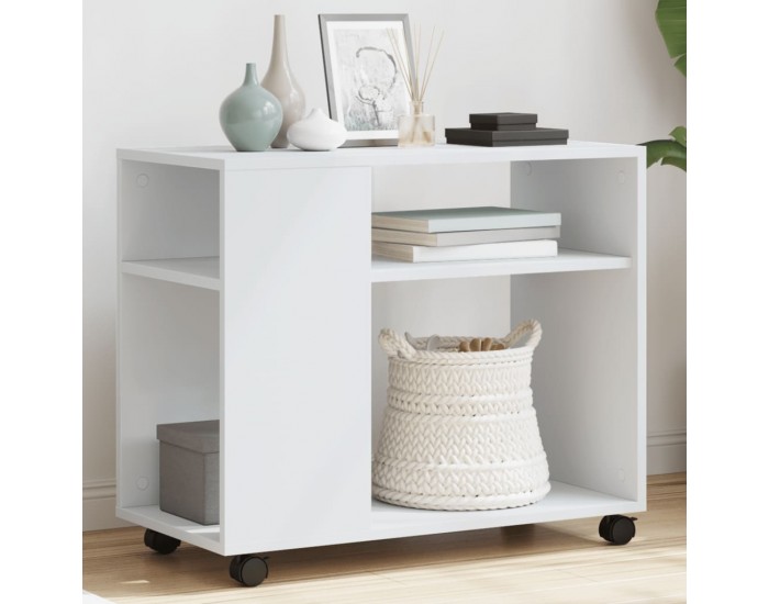 Sonata H Помощна маса с колелца бяла 70x35x60 см инженерно дърво