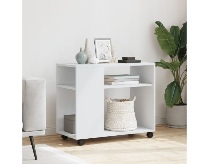 Sonata H Помощна маса с колелца бяла 70x35x60 см инженерно дърво