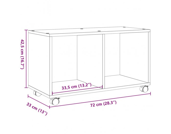 Sonata H Подвижен шкаф, бетонно сив, 72x33x42,5 см, инженерно дърво