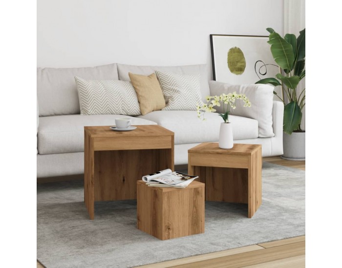 Sonata H Стифиращи маси, 3 бр, дъб артизан, инженерно дърво