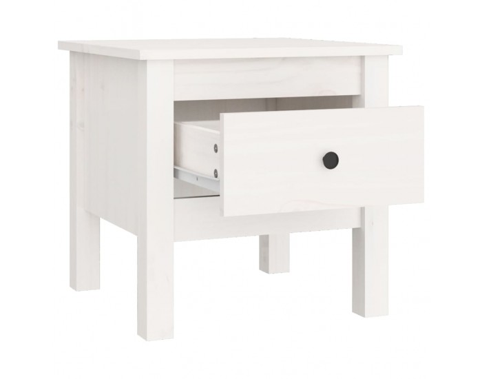 Sonata H Странична масичка, бяла, 40x40x39 см, борово дърво масив